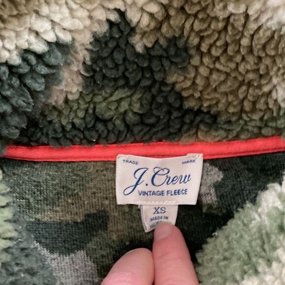 Jcrew Vintage Camo Sherpa Snap Pullover Button Fleece Jacket xs - Picture 9 of 13